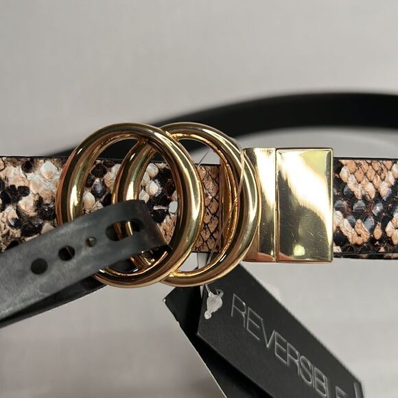 INC Reversible Black Snakeskin Beltvsize Medium NWT - Picture 2 of 7